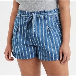 American Eagle Blue and White Striped Shorts
